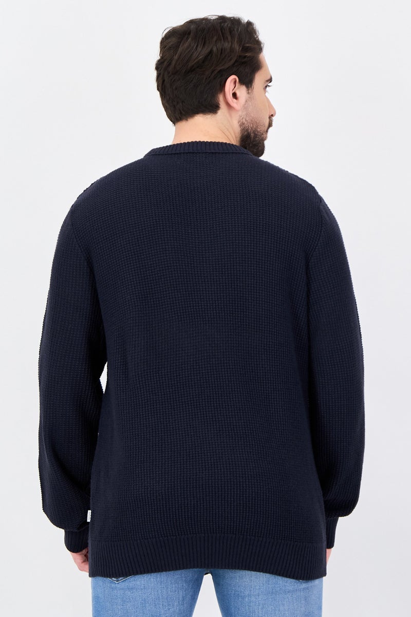 JACK & JONES Men Crew Neck Knitted Sweater, Navy - Image 3